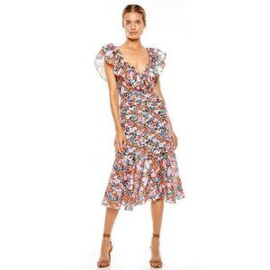 La Maison Talulah Cloud Nine Midi Dress in Multicolor XLarge Womens Floral